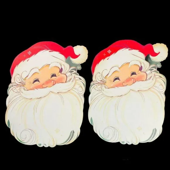 Vintage Hallmark  Christmas Santa Claus Die Cut Head 1977  Cardboard Wall Decors - Picture 2 of 8